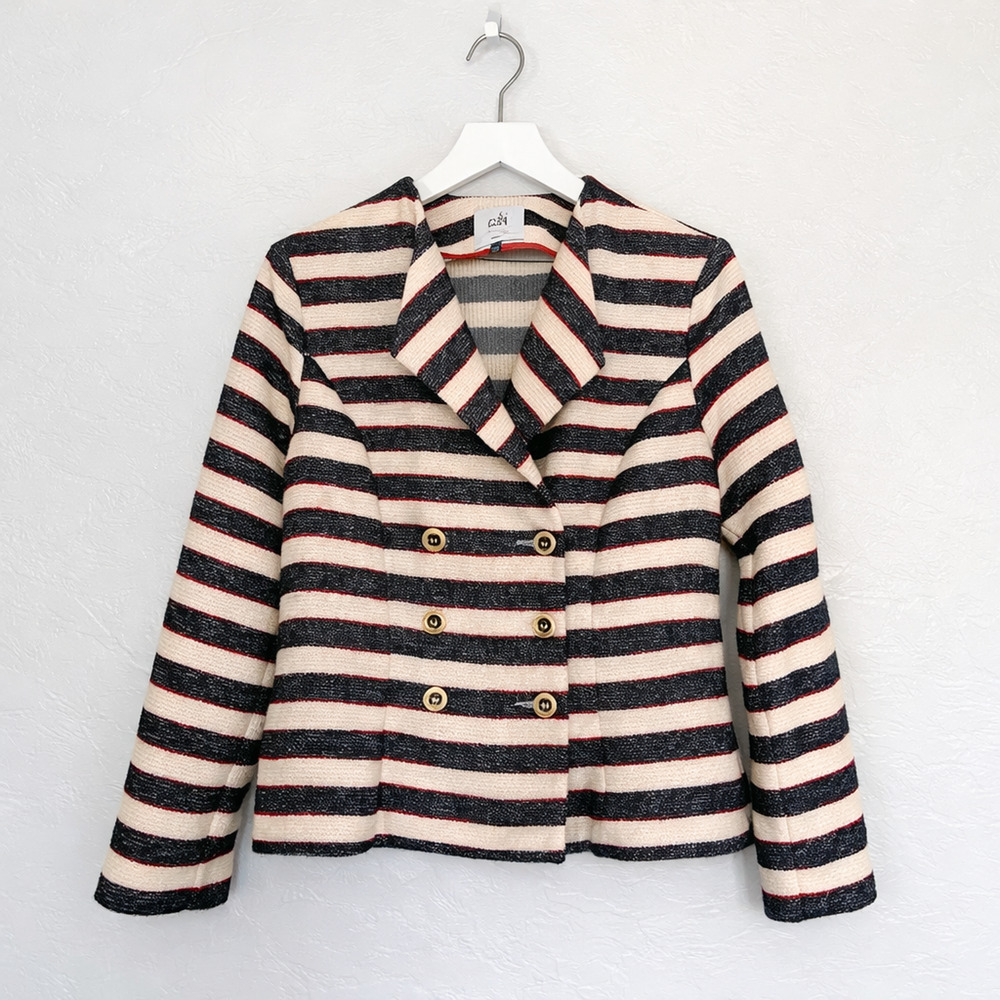 CAbi 5094 Nautical Striped Cruise Jacket Size 6 Double Breasted Blazer